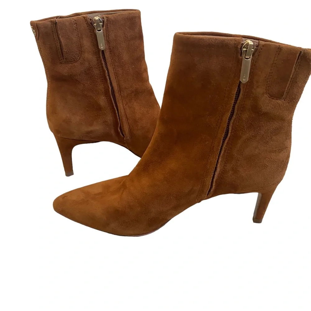 NEW Sam Edelman Ulissa suede pointy kitten heel boots booties cognac brown 7 37 - Picture 11 of 15
